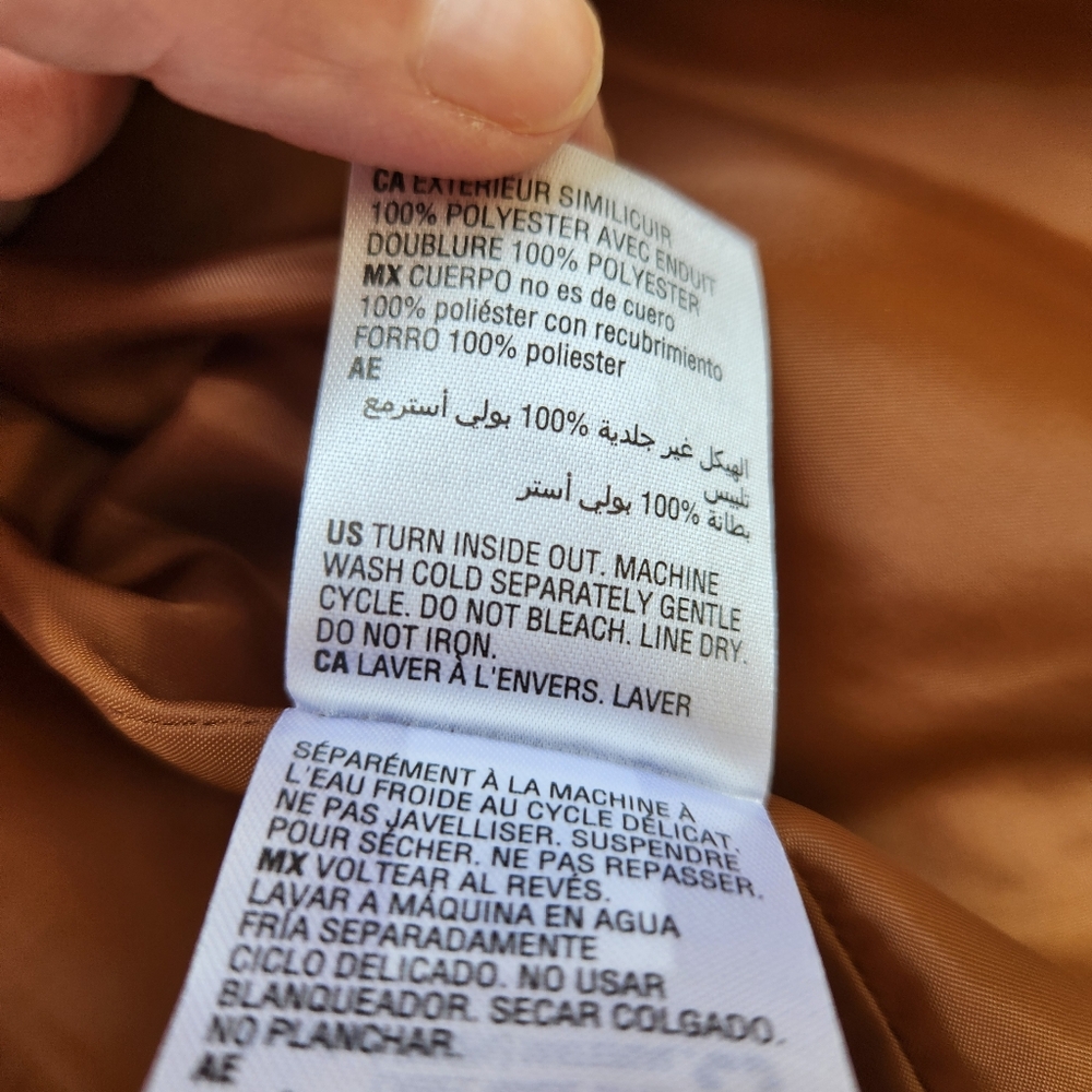 Soft Comfy Faux Leather Moto Jacket Fall Lightweight Zippers Snaps Cute Medium - Picture 13 of 17